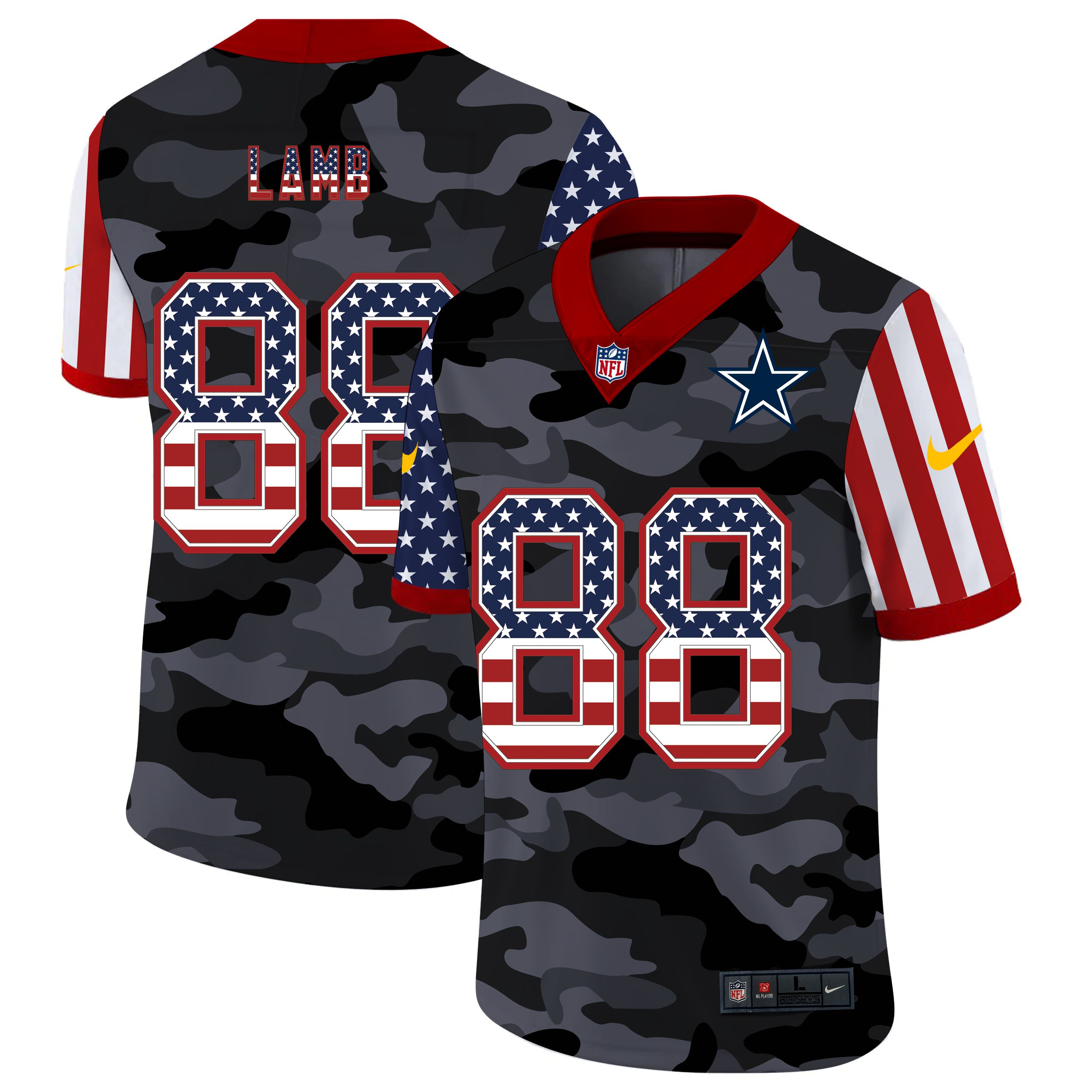 Men Dallas cowboys #88 Lamb 2020 Nike USA Camo Salute to Service Limited NFL Jerseys->denver broncos->NFL Jersey